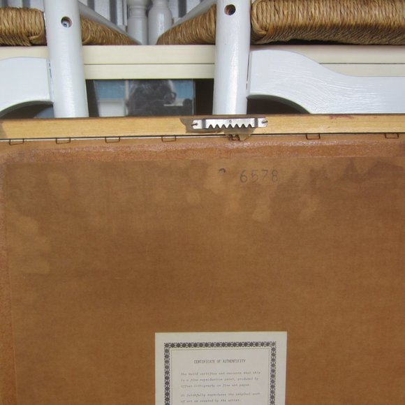 VTG 80'S PRINT WHITE GEESE FARMHOUSE CHIC, FRAMED, COA ON BACK - Picture 6 of 6